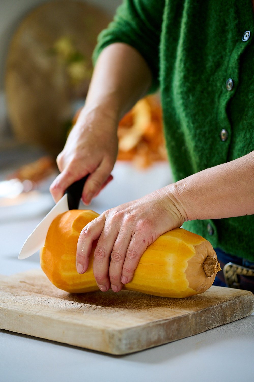 photo de découpe de courge butternut