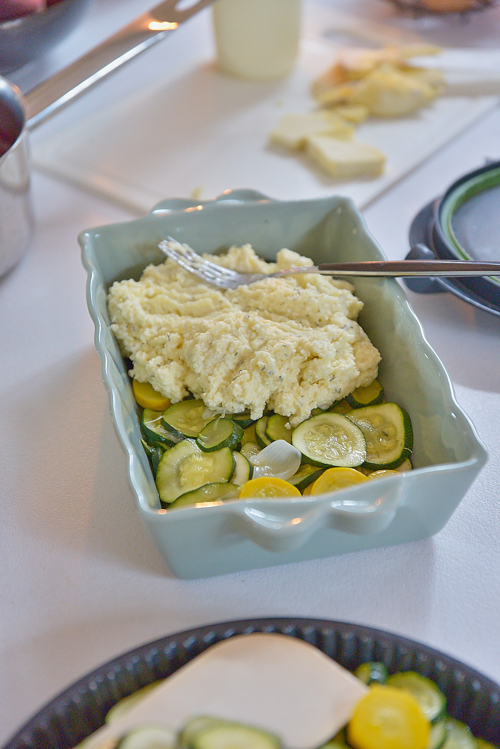 photo de pas à pas de gratin de courgette à la brousse