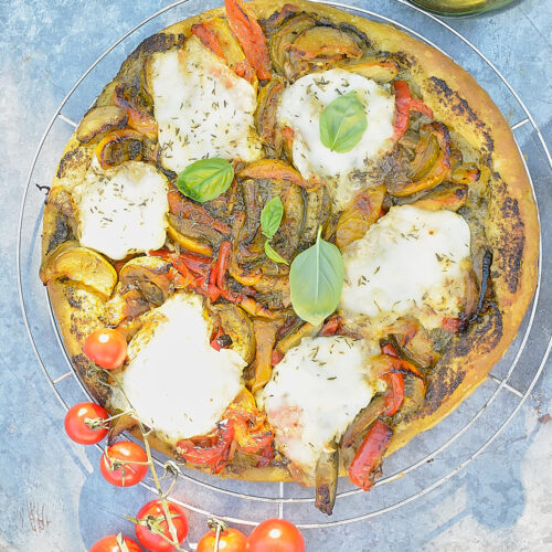 recette de tarte aux légumes du soleil et mozzarella