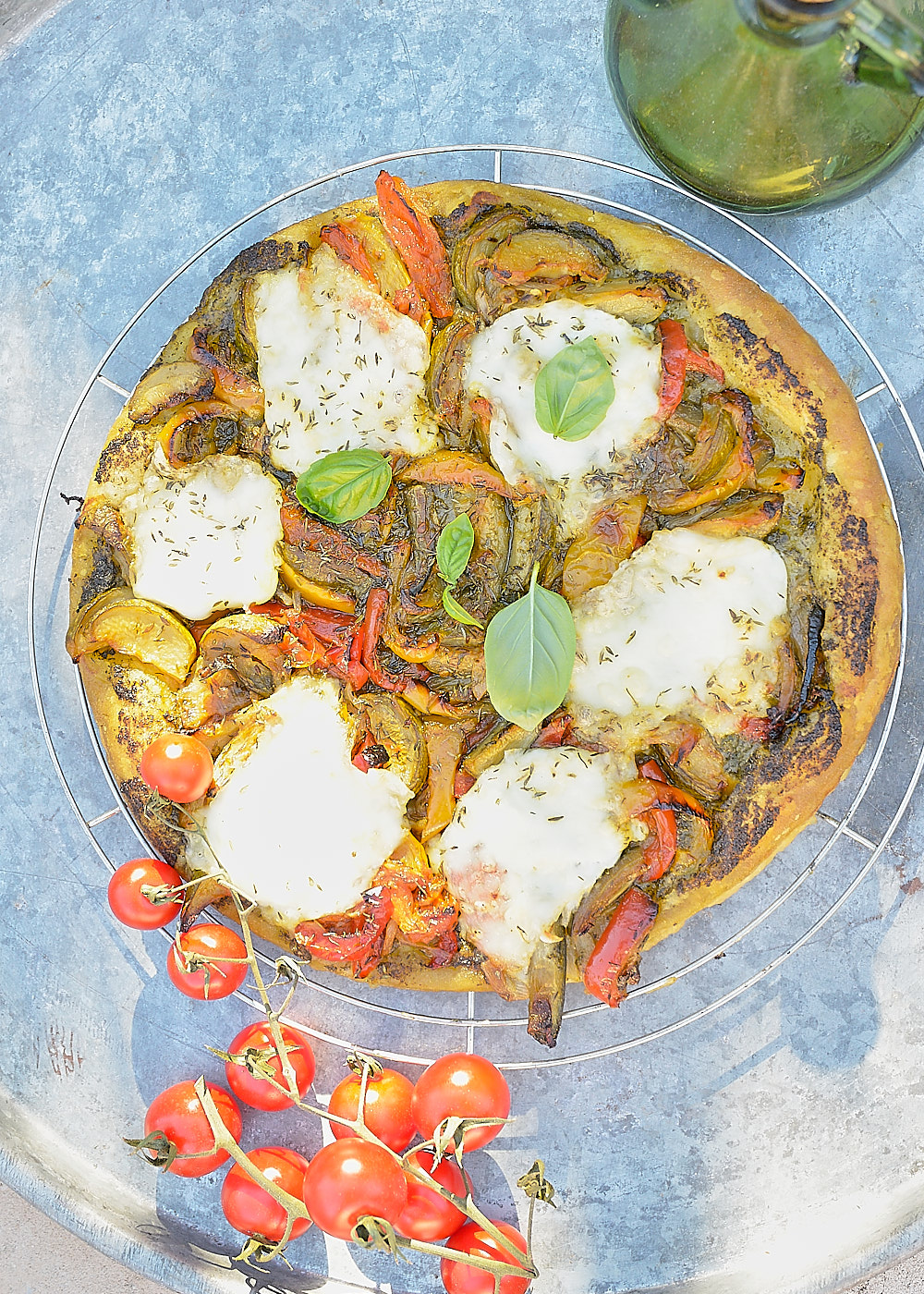 recette de tarte aux légumes du soleil et mozzarella