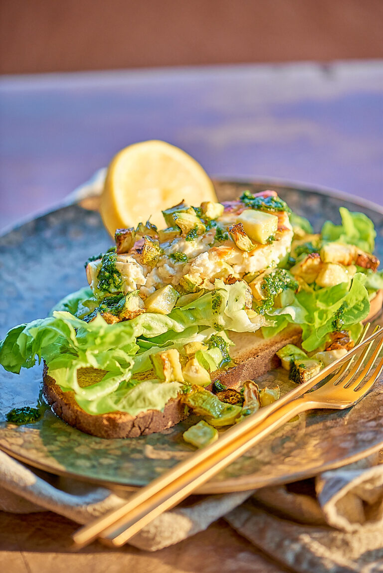 recette de Tartine courgette feta au pistou