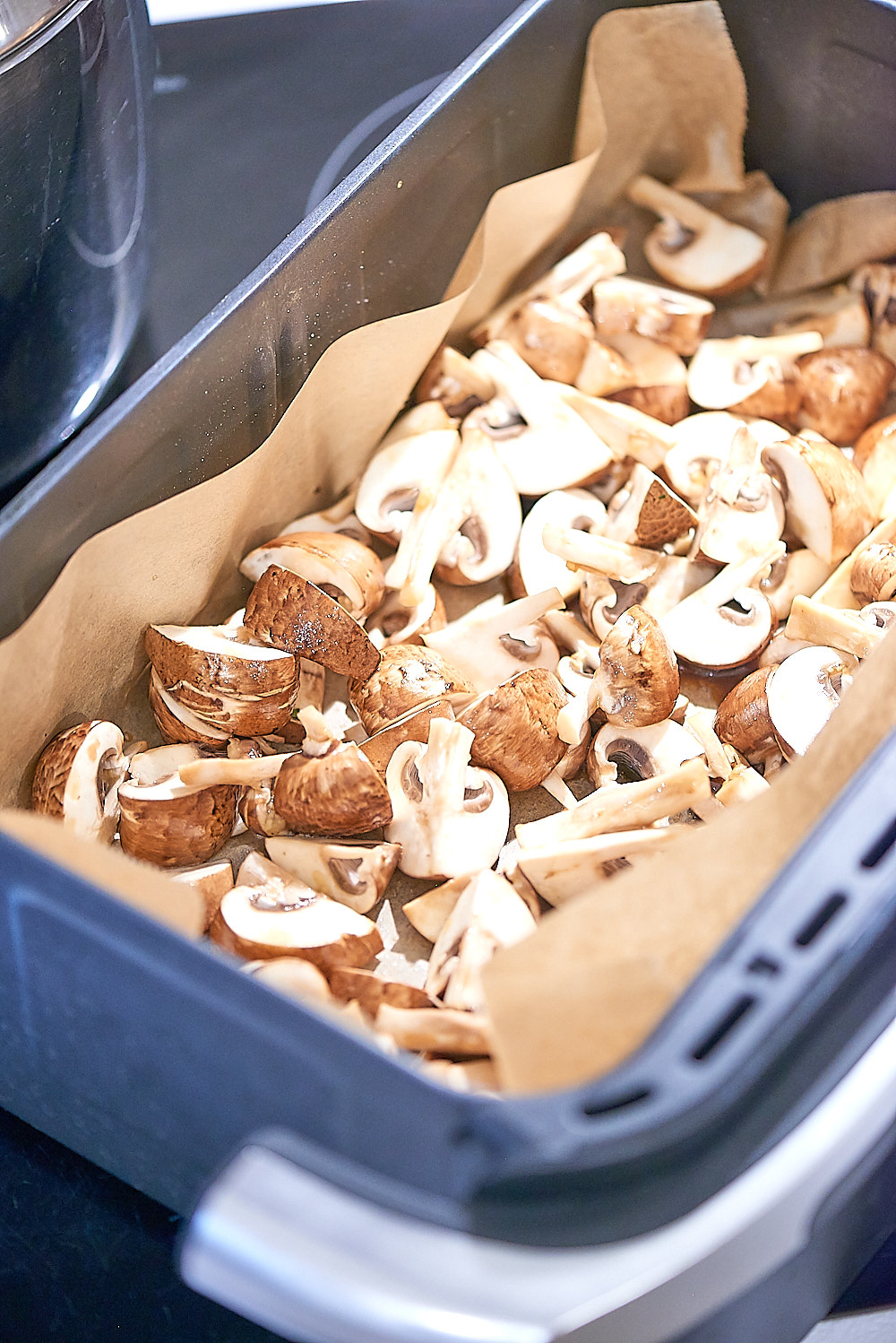 photo de champignons avant la cuisson à l'airfryer