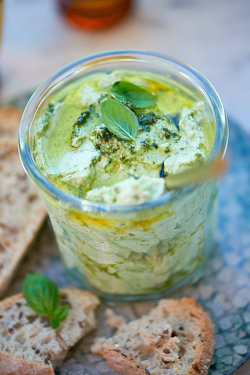 photo culinaire de crème de fromage au pistou